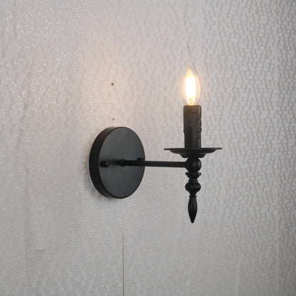 Round Candle Shape Glass Iron 1-Light Wall Sconce Lamp