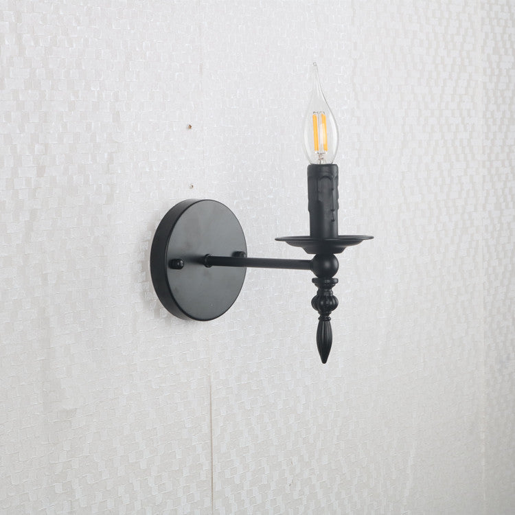 Round Candle Shape Glass Iron 1-Light Wall Sconce Lamp