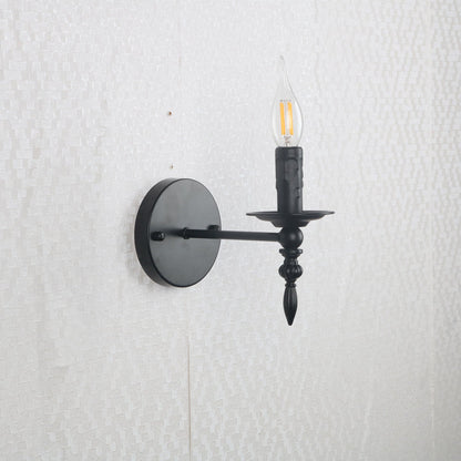 Round Candle Shape Glass Iron 1-Light Wall Sconce Lamp