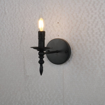 Round Candle Shape Glass Iron 1-Light Wall Sconce Lamp