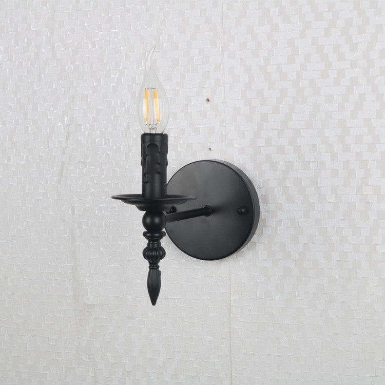 Round Candle Shape Glass Iron 1-Light Wall Sconce Lamp