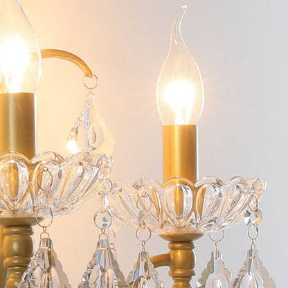 Pendant Candle Bent Crystal Iron 2-Light Wall Sconce Lamp