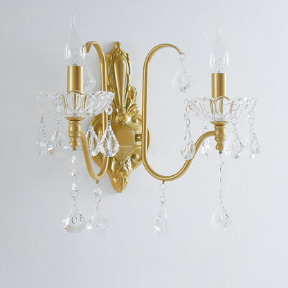 Pendant Candle Bent Crystal Iron 2-Light Wall Sconce Lamp
