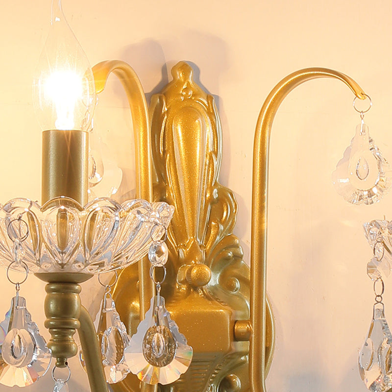 Pendant Candle Bent Crystal Iron 2-Light Wall Sconce Lamp