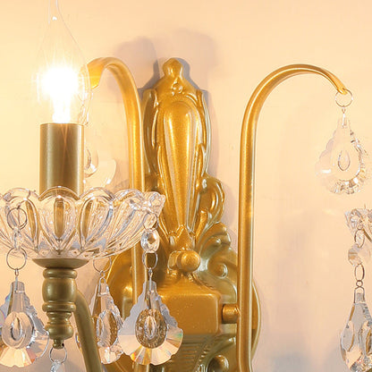 Pendant Candle Bent Crystal Iron 2-Light Wall Sconce Lamp