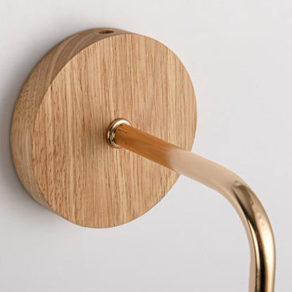 Scandinavian Curved Glass Wood 1-Light Wall Sconce Lamp