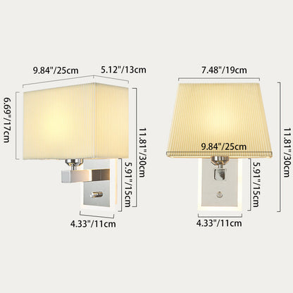 Scalloped Square Fabric Iron 1-Light Wall Sconce Lamp