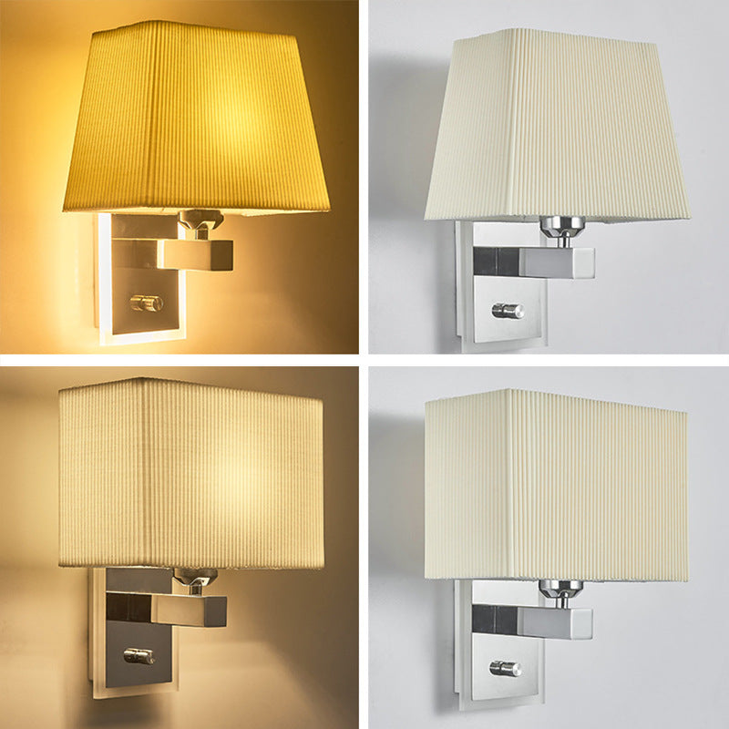 Scalloped Square Fabric Iron 1-Light Wall Sconce Lamp