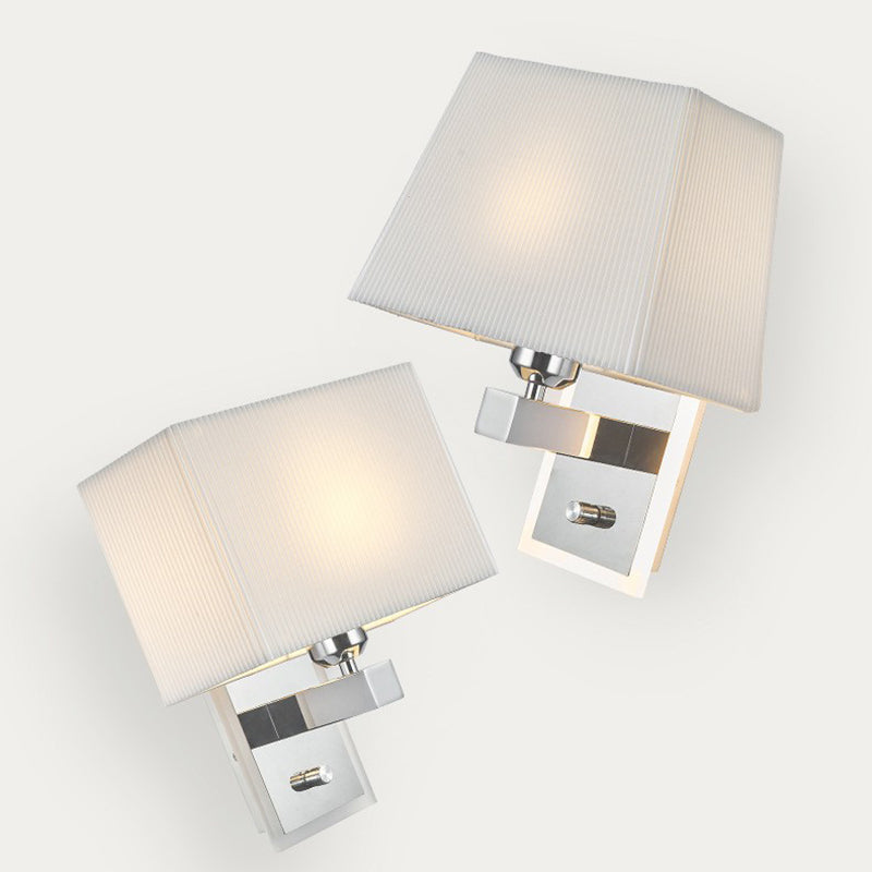 Scalloped Square Fabric Iron 1-Light Wall Sconce Lamp