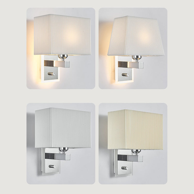 Scalloped Square Fabric Iron 1-Light Wall Sconce Lamp