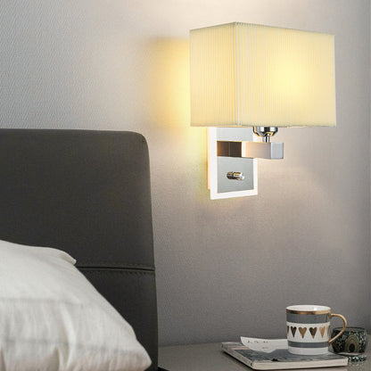 Scalloped Square Fabric Iron 1-Light Wall Sconce Lamp