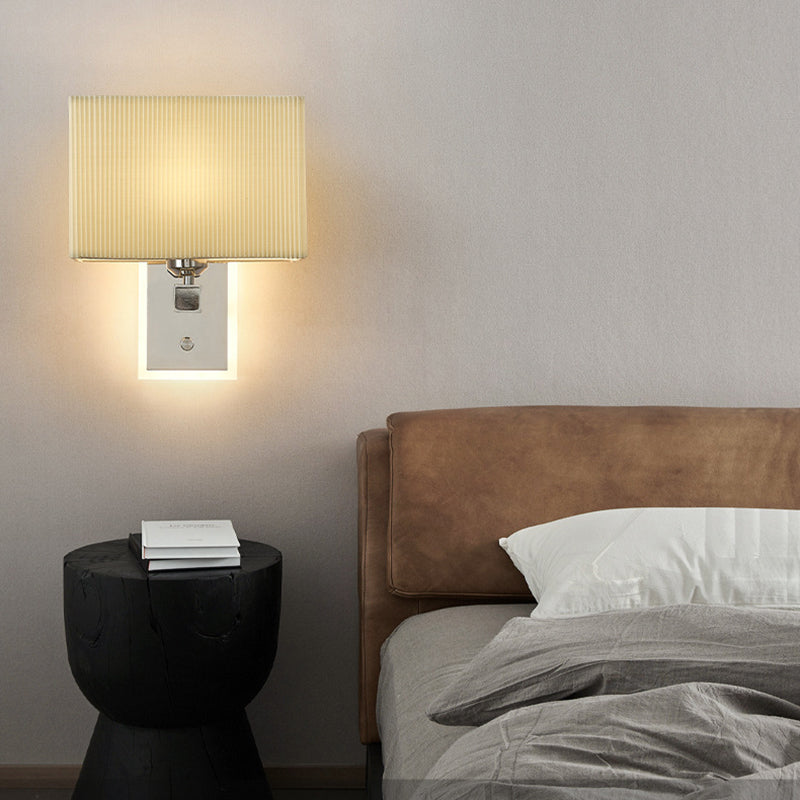 Scalloped Square Fabric Iron 1-Light Wall Sconce Lamp