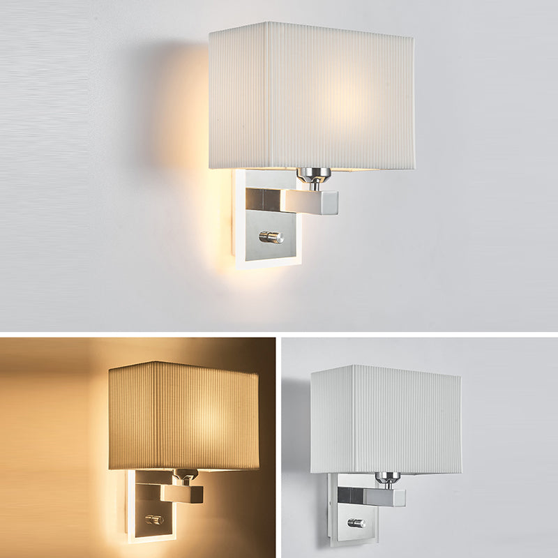 Scalloped Square Fabric Iron 1-Light Wall Sconce Lamp