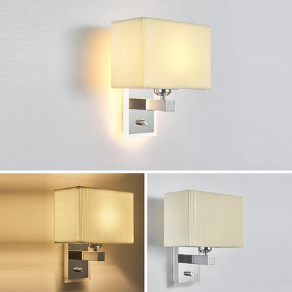 Scalloped Square Fabric Iron 1-Light Wall Sconce Lamp