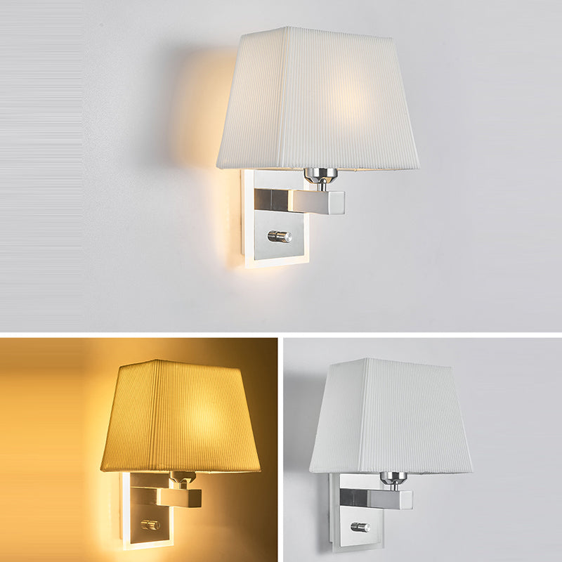 Scalloped Square Fabric Iron 1-Light Wall Sconce Lamp
