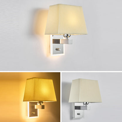 Scalloped Square Fabric Iron 1-Light Wall Sconce Lamp
