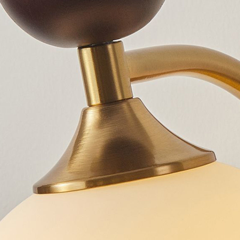 Round Glass Ash Wood Hardware 1-Light Wall Sconce Lamp