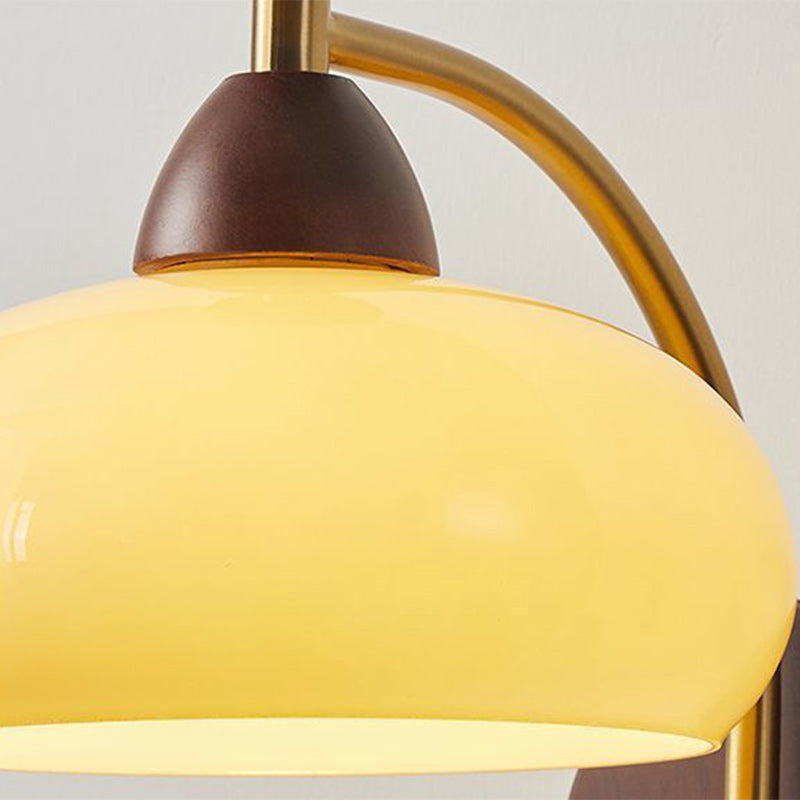 Round Glass Ash Wood Hardware 1-Light Wall Sconce Lamp
