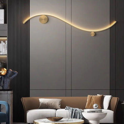 Copper Silicone Line Wave Circle LED Wall Sconce Lamp
