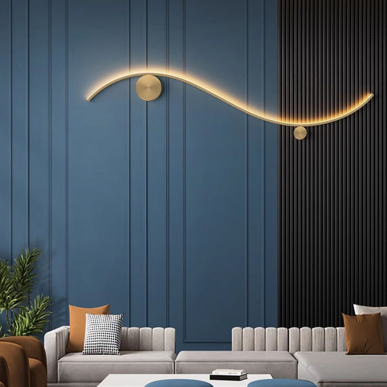 Copper Silicone Line Wave Circle LED Wall Sconce Lamp