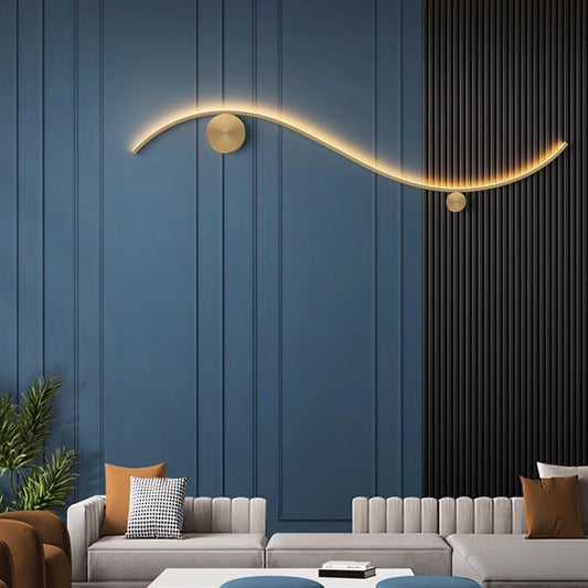 Copper Silicone Line Wave Circle LED Wall Sconce Lamp
