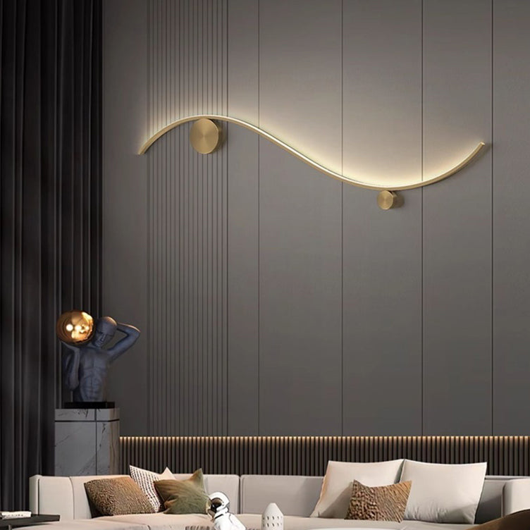Copper Silicone Line Wave Circle LED Wall Sconce Lamp