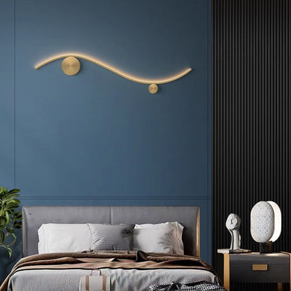Copper Silicone Line Wave Circle LED Wall Sconce Lamp