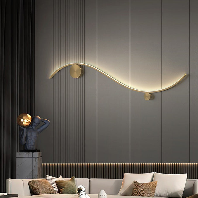 Copper Silicone Line Wave Circle LED Wall Sconce Lamp