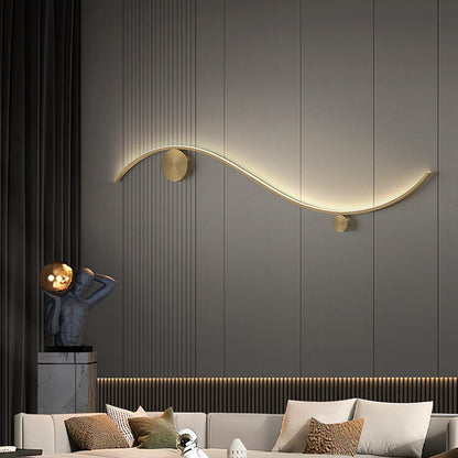 Copper Silicone Line Wave Circle LED Wall Sconce Lamp