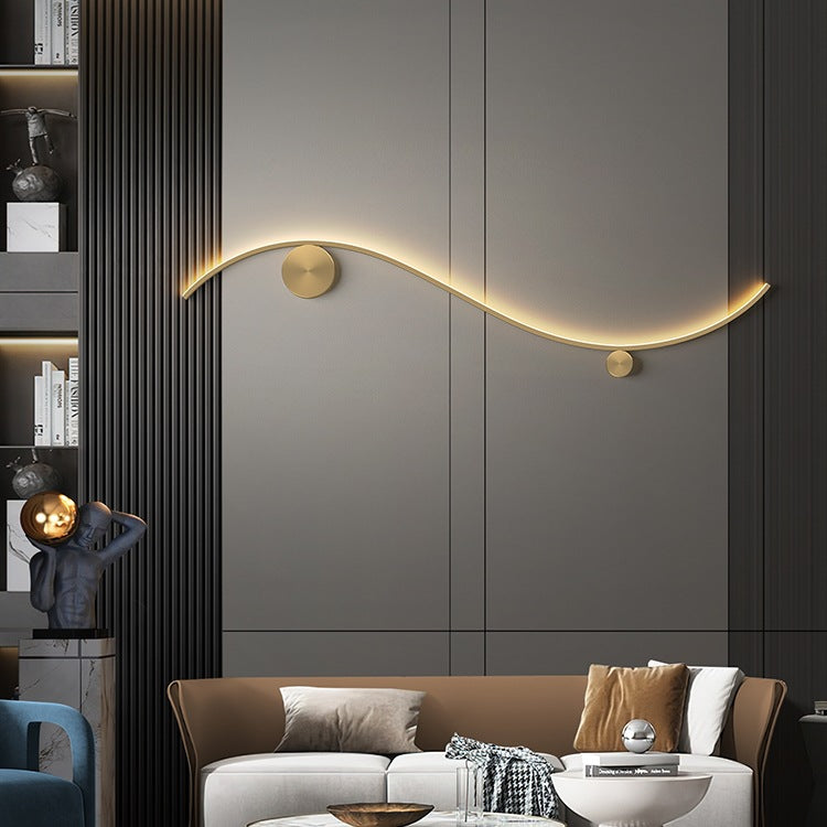Copper Silicone Line Wave Circle LED Wall Sconce Lamp