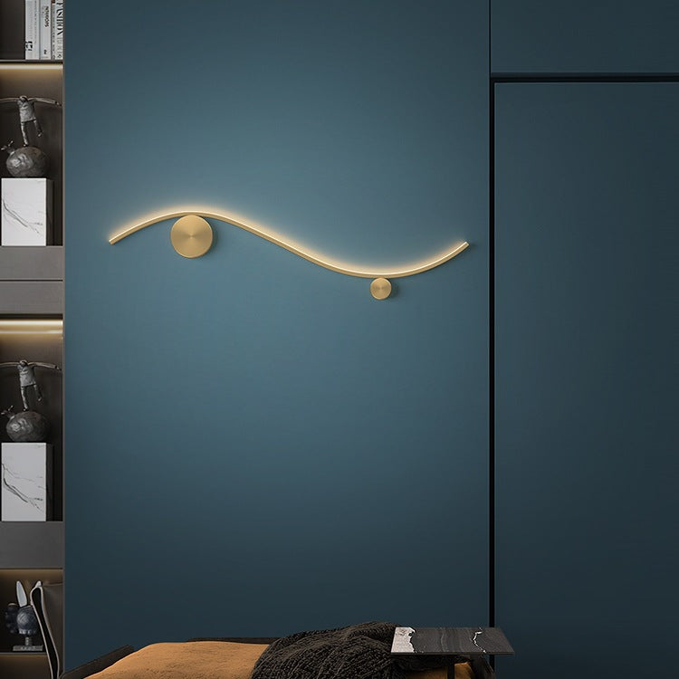 Copper Silicone Line Wave Circle LED Wall Sconce Lamp