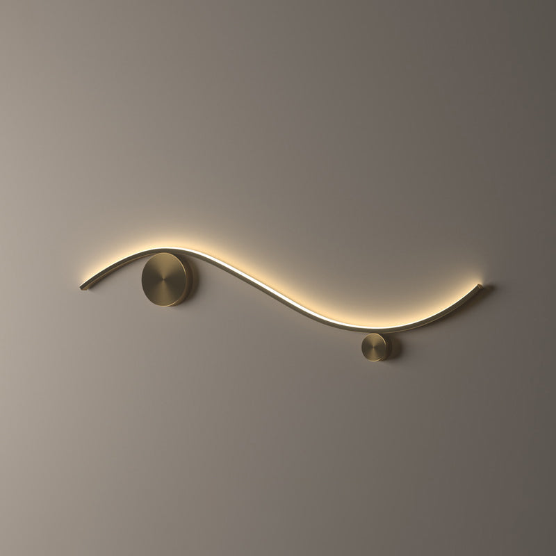 Copper Silicone Line Wave Circle LED Wall Sconce Lamp