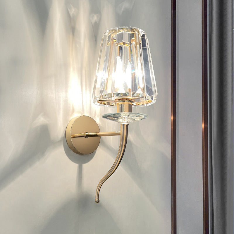 Metal Steel Crystal Ball Cylinder 1-Light Wall Sconce Lamp