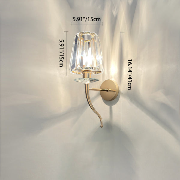 Metal Steel Crystal Ball Cylinder 1-Light Wall Sconce Lamp