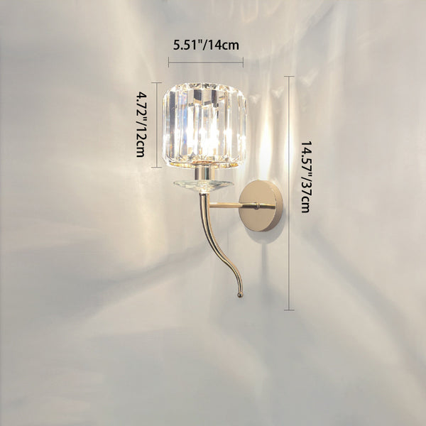 Metal Steel Crystal Ball Cylinder 1-Light Wall Sconce Lamp
