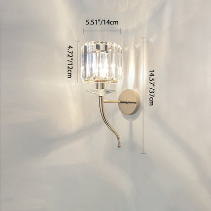 Metal Steel Crystal Ball Cylinder 1-Light Wall Sconce Lamp