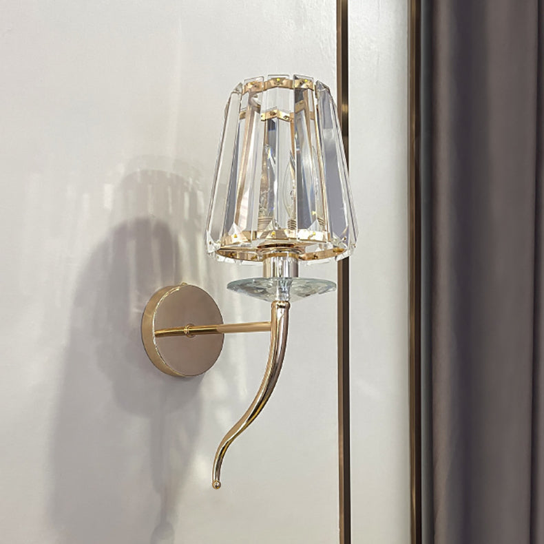 Metal Steel Crystal Ball Cylinder 1-Light Wall Sconce Lamp
