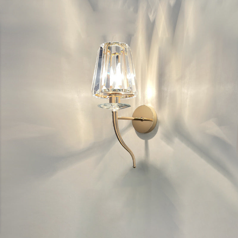 Metal Steel Crystal Ball Cylinder 1-Light Wall Sconce Lamp