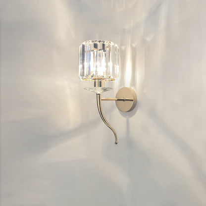 Metal Steel Crystal Ball Cylinder 1-Light Wall Sconce Lamp