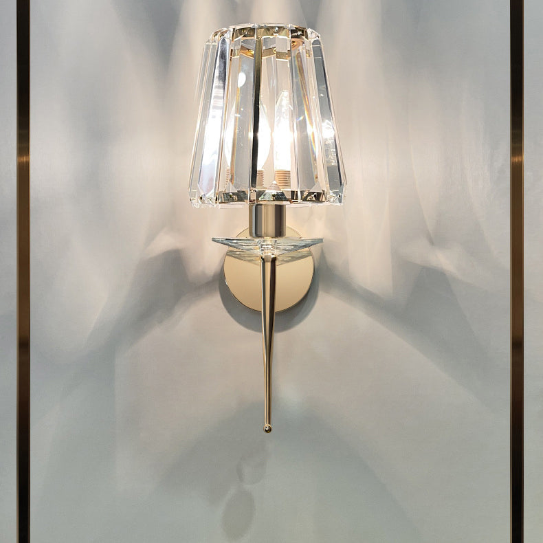 Metal Steel Crystal Ball Cylinder 1-Light Wall Sconce Lamp