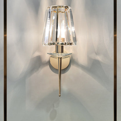Metal Steel Crystal Ball Cylinder 1-Light Wall Sconce Lamp