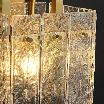 Brass Cylinder Rectangular Ripple 1-Light Wall Sconce Lamp