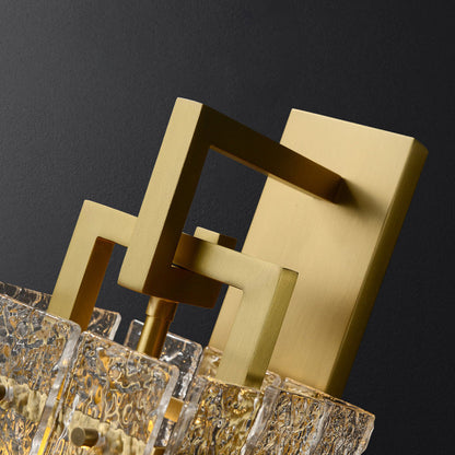 Brass Cylinder Rectangular Ripple 1-Light Wall Sconce Lamp
