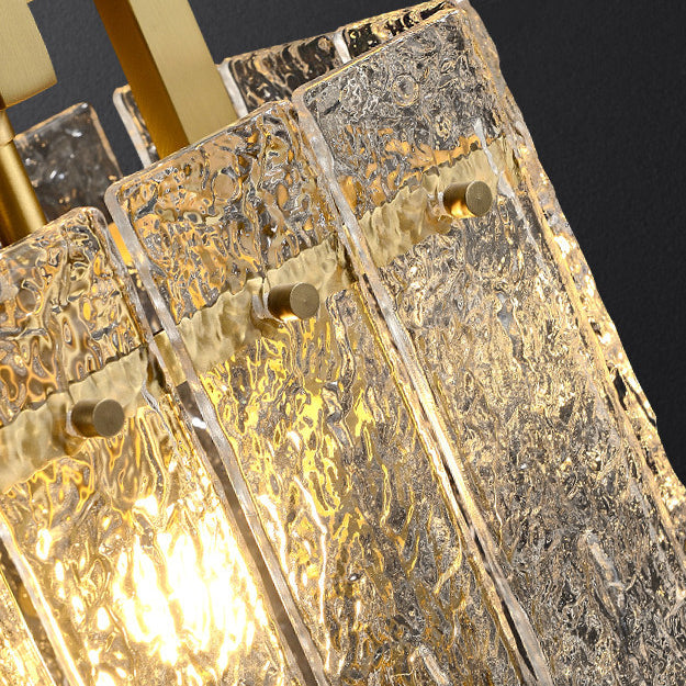 Brass Cylinder Rectangular Ripple 1-Light Wall Sconce Lamp