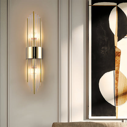 Stainless Crystal Rhombic Strip 2-Light Wall Sconce Lamp
