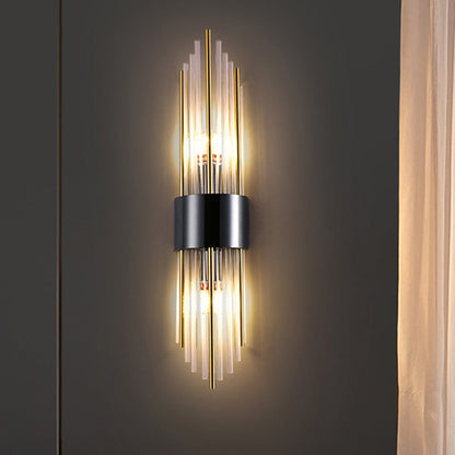 Stainless Crystal Rhombic Strip 2-Light Wall Sconce Lamp