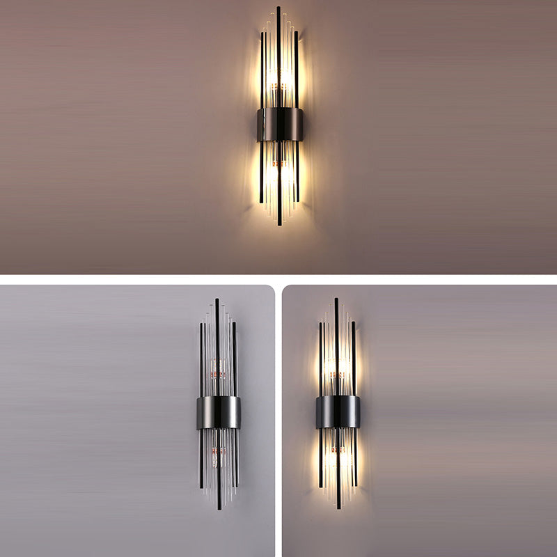Stainless Crystal Rhombic Strip 2-Light Wall Sconce Lamp