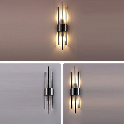 Stainless Crystal Rhombic Strip 2-Light Wall Sconce Lamp