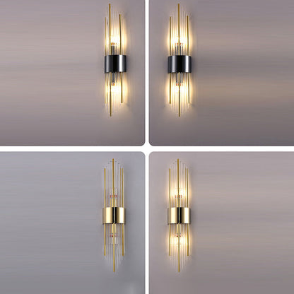 Stainless Crystal Rhombic Strip 2-Light Wall Sconce Lamp