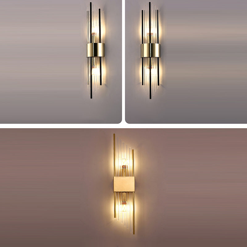Stainless Crystal Rhombic Strip 2-Light Wall Sconce Lamp